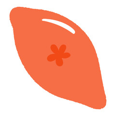 Korean mooncake with flower pattern, traditional Chuseok food, isolated on transparent. Hand drawn flat vector illustration. Mid Autumn Festival design element, holiday clip art