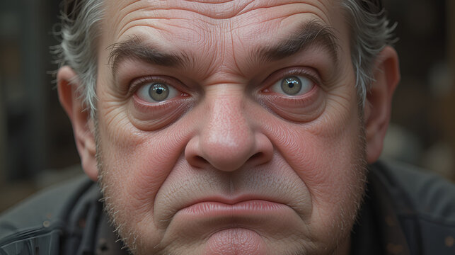 Close-up of extremely ugly man. funny humor photo