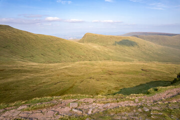 amazing view of the summer in Bannau Brycheiniog National Park, Brecon Beacons, near Pen y Fan Peak, South Wales