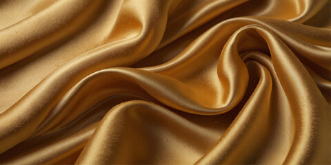 Obraz premium Luxurious golden smooth silk or satin texture background. gold silk wave and curve background.