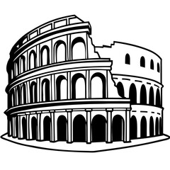 Naklejka premium Illustration of the iconic colosseum in rome, isolated on white background