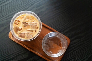 Refreshing Iced Coffee Drink in Glass Cup