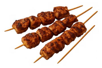 Delicious grilled marshmallow skewers on transparent background