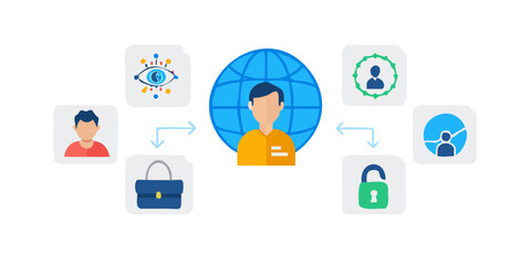 Vector art of network connection with data security and privacy