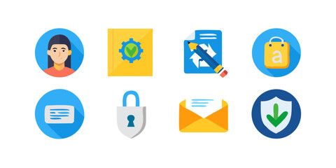 Vector art of set of colorful flat design icons