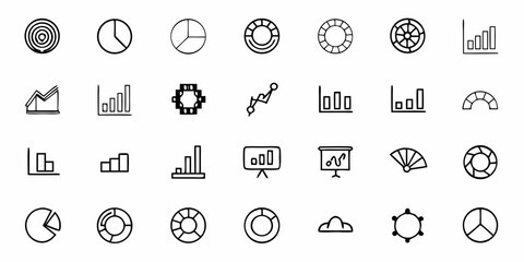 Visualize your business success with this diverse collection of hand-drawn icons featuring charts, graphs, and data analysis elements for impactful presentations and reports.
