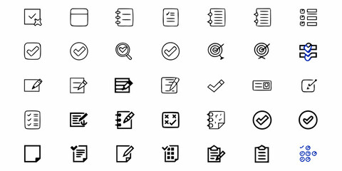 Discover versatile checklist icons and task management symbols, perfect for planning, productivity, and business organization, offering clear visual communication for your digital projects.