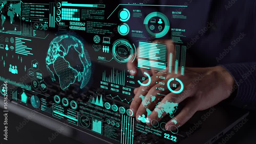 Poster data center monitoring dashboard visualize network performance, connection status, usage rate, and t
