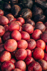Pile of passion fruits at a market stall in Phuket