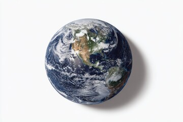 Fototapeta premium Earth globe against white detailed planet model showing continents and oceans ideal for educational or environmental concepts