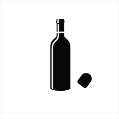 Wine Bottle Vector Icon for Drink and Beverage Packaging Designs