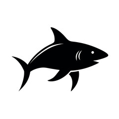 Blacktip Shark Fish Black Silhouette Vector