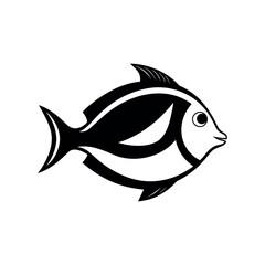 Blue Tang Fish Black Silhouette Vector