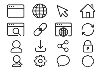 Fototapeta premium Set of simple internet and web icons representing key online concepts