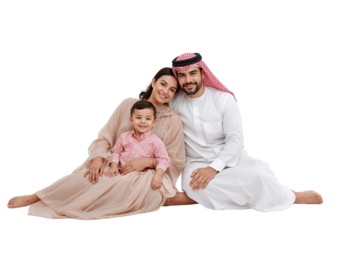 Free family studio photo with copy space.