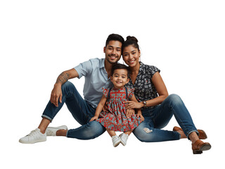 Free family studio photo with copy space.