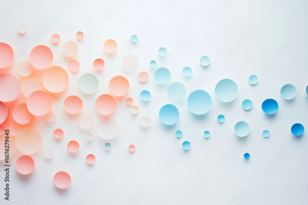 Poster minimalist bubble chart showing data points represented by colorful paper circles creating a gradien