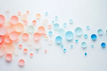Fototapeta premium Minimalist bubble chart showing data points represented by colorful paper circles creating a gradient from warm to cool colors on a white background