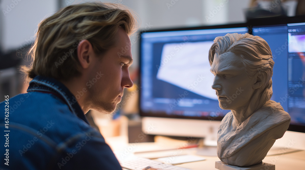 Aufkleber game design artist sculpting detailed character models using digital sculpting tools with concept ar