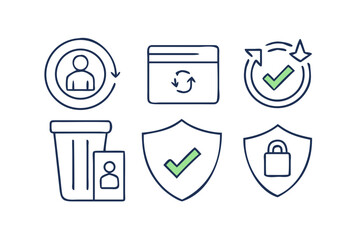 Vector art of set of account security icons in line style