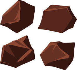 Four Brown Chocolate Pieces Irregular Shapes chunks