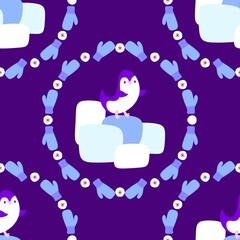 Christmas animals seamless penguin pattern for wrapping paper and fabrics