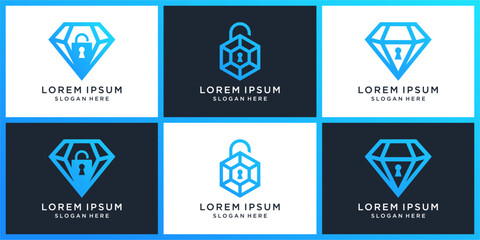 Diamond secure logo design set