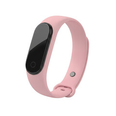 Pink fitness tracker smart watch with black display showcasing modern wearable technology and health monitoring capabilities transparent background