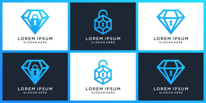 Diamond secure logo design set