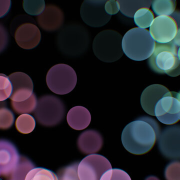 Colorful Bokeh Lights on Black Background