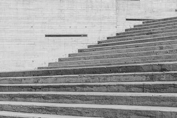 Concrete Staircase Captured in Black and White Minimalist Style