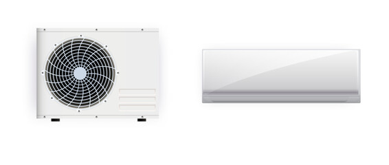 Air conditioner isolated on white photo-realistic vector