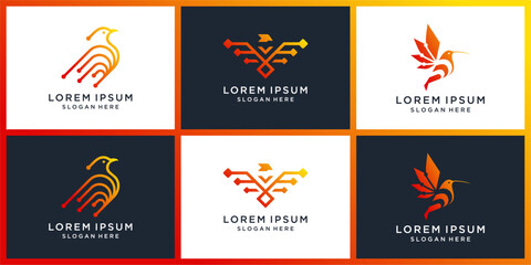 Tech bird logo design set © MRANTAZI57