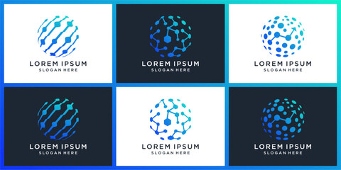 Tech global logo design set © MRANTAZI57