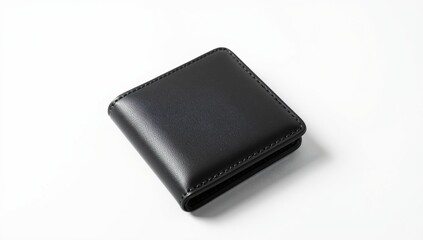 A sleek black leather wallet isolated on white background, perfect for carrying essentials