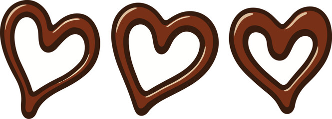 Three Brown Chocolate Hearts White Center Design vector