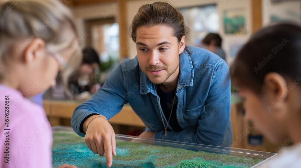 Aufkleber environmental science educator teaching climate modeling through immersive data visualization with s