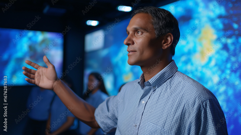Aufkleber environmental science educator teaching climate modeling through immersive data visualization with s