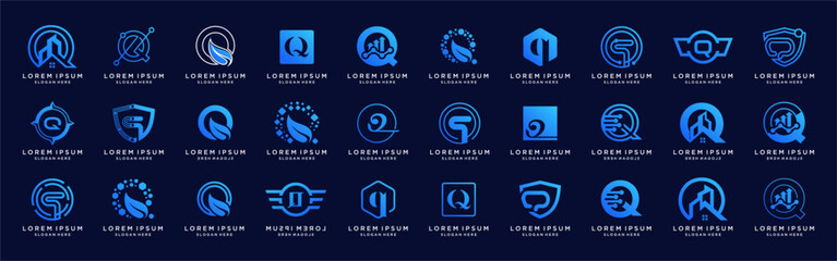Letter Q logo design template bundle set