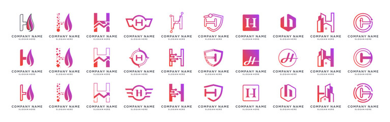 Letter H logo design template bundle set