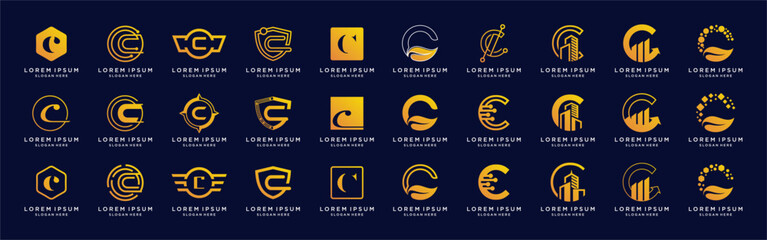 Letter C logo design template bundle set