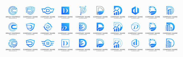 Letter D logo design template bundle set