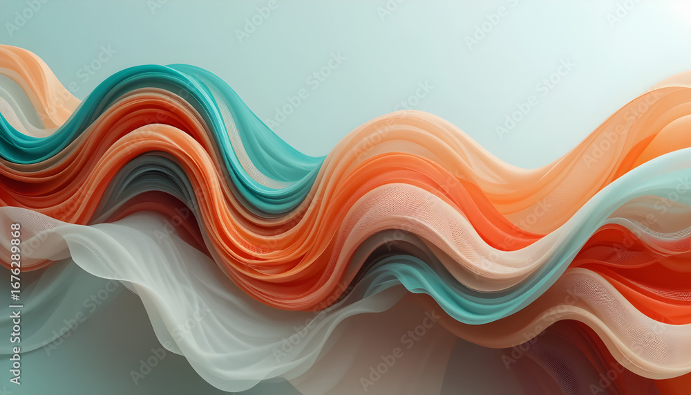 Poster abstract wavy ribbons with a smooth gradient and a modern style for a decorative background