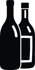 Flat Isometric Vector of Wine Bottle Silhouettes – Minimalist Black and White Bottle Shapes and Simple Graphic Illustration