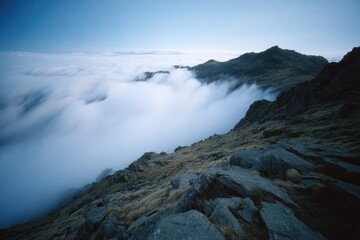 Fototapeta premium Misty mountain ridgetop view