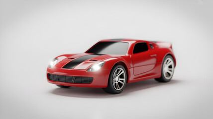 Side view of a red sports car isolated on white background in studio shot
