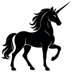 Obraz premium Fantasy black silhouette icon set. featuring unicorns, dragons, phoenixes, mermaids, fairies, and centaurs