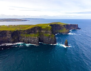 High angle view of dramatic coastal cliffs