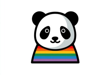 Fototapeta premium Cute panda wearing rainbow shirt