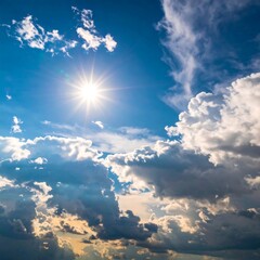 Sunny sky with puffy clouds